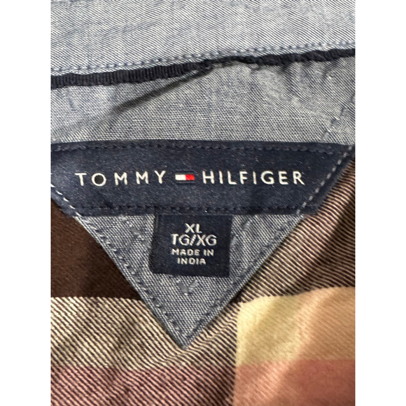 Women's Tommy Hilfiger flannel Plaid Button Down Shirt XL Brown Pink - Picture 6 of 10